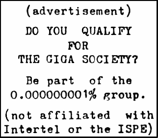 The first advertisement for the Giga Society, 1997
